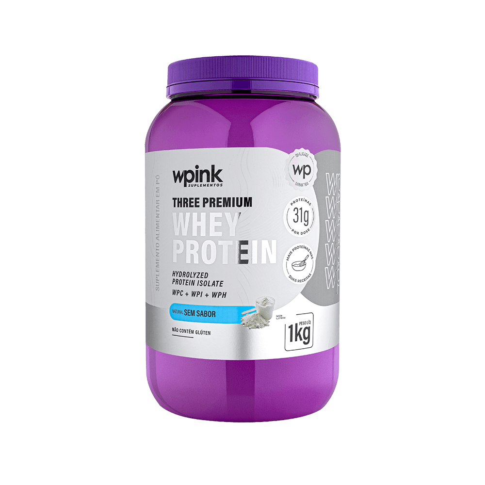 Kit Power Pink + Three Premium Whey Protein com Shaker Pro de brinde